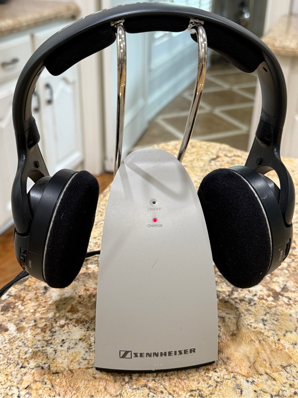 Sennheiser Black Wireless Over-Ear Headphones with Silver Charging Base